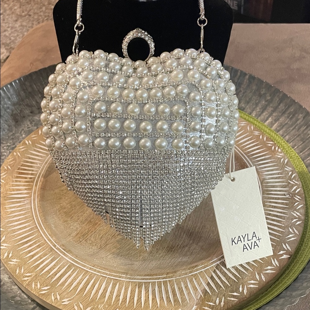 Kayla + Ava Pearl and Rhinestone Heart Purse